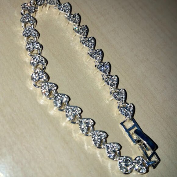 Hearts Tennis Bracelet Faux Crystals Bracelet - Picture 9 of 9
